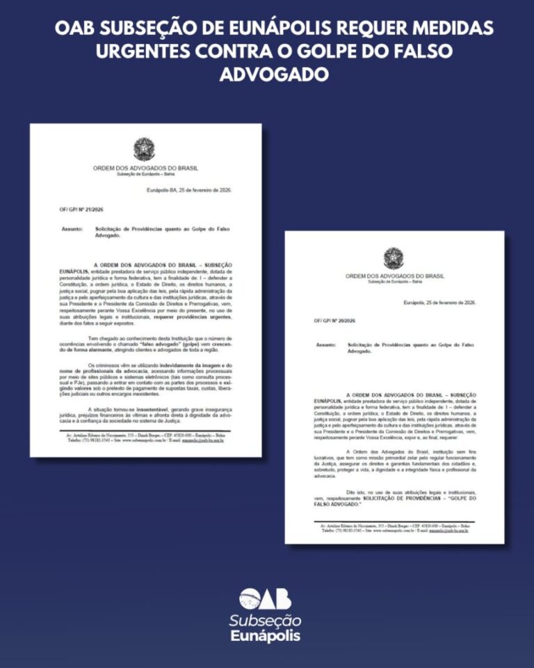 ALERTA À SOCIEDADE: GOLPE DO FALSO ADVOGADO.