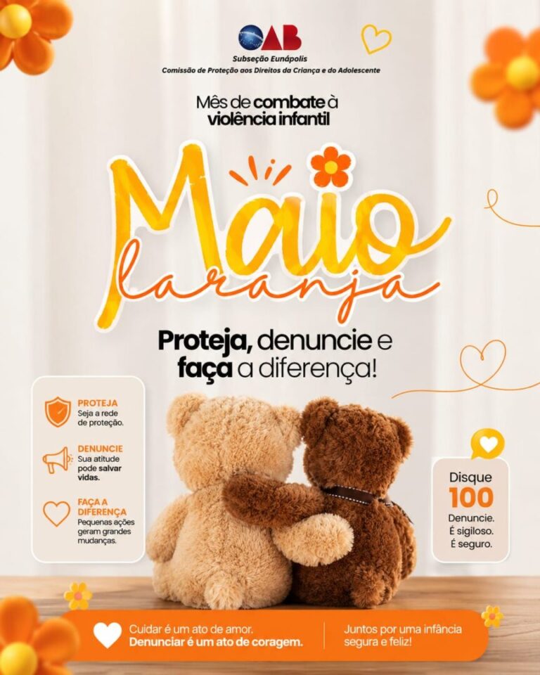 🧡 Maio Laranja: a cor que protege a infância.